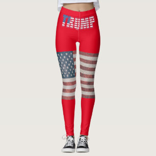LEGGINGS TRUMP 2024 PATRIOTIC USA FLAG YOGA PANTS LEGINGS