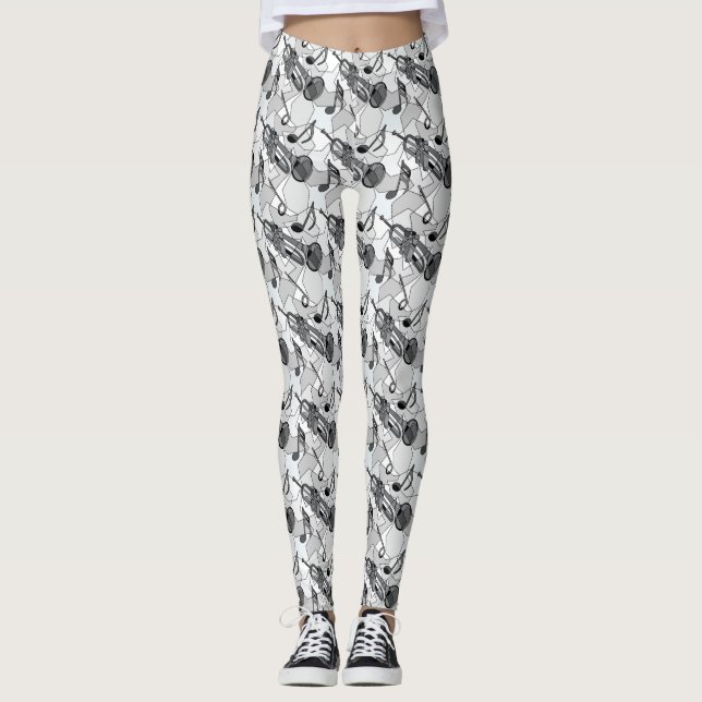 Leggings Trumpet Music Notes Fragments (Devant)