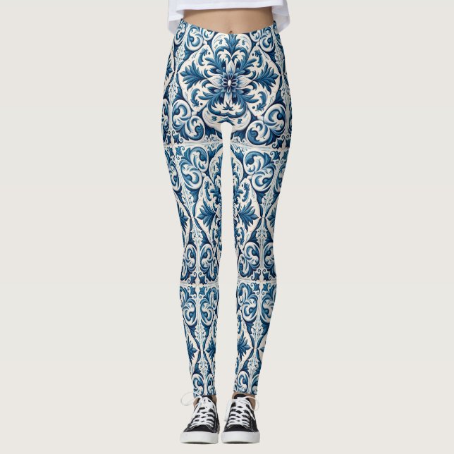 Leggings Tuile bleue portugaise (Devant)