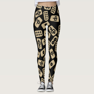 Leggings Tuiles de Mahjong Brown sur noir