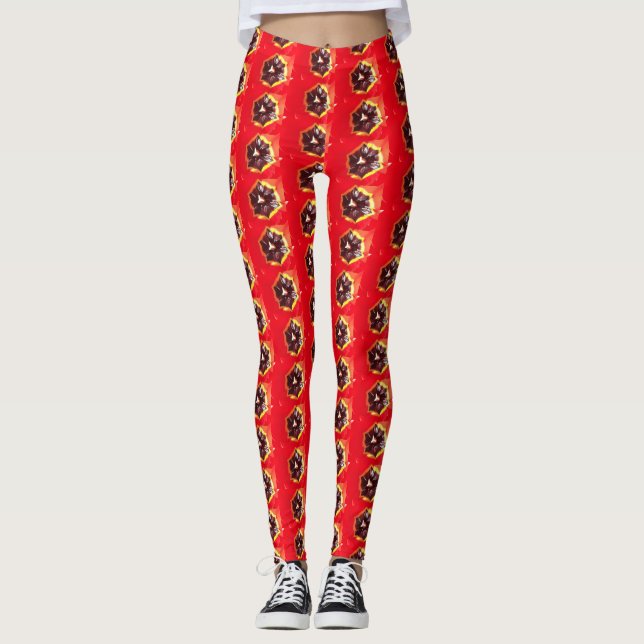 Leggings Tulipe rouge écarlate (Devant)