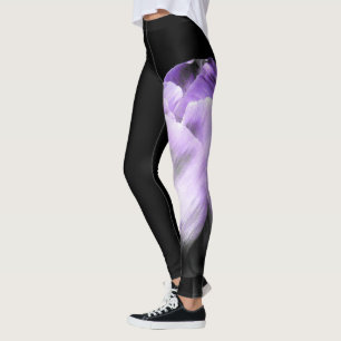Leggings Tulipe violette et grise sur noir