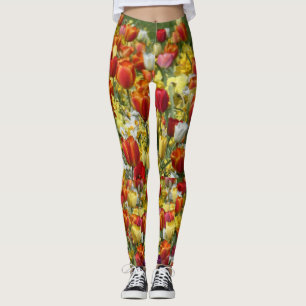 Leggings Tulipes colorées et jonquilles Fleurs Leger