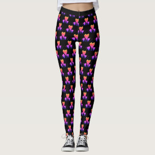 Leggings Tulipes roses sur fond noir personnalisé serré