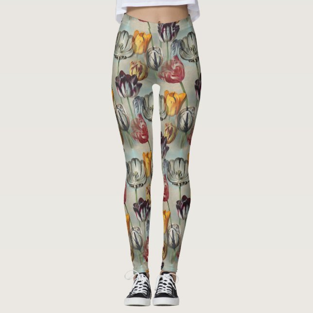 Leggings Tulipes vintages Motif végétal (Devant)