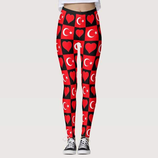 Leggings Turquie Drapeau Coeur Motif mignon Patriotique Tur (Devant)