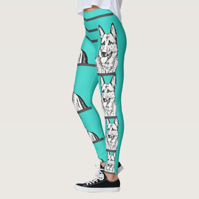 Leggings Turquoise Allemagne berger pattes de chien (Gauche)
