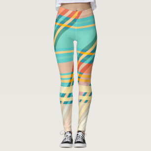 Leggings Turquoise Blue Red Yellow Peach Exercice