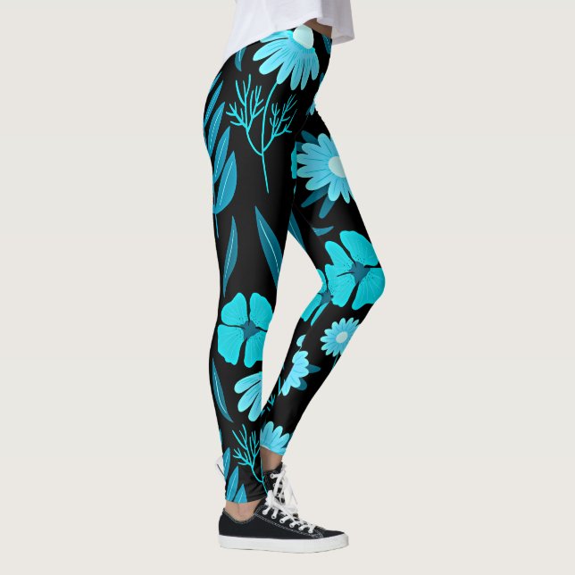Leggings Turquoise en fleurs (Droite)