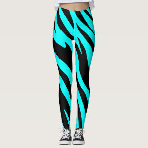 Leggings Turquoise et poster de animal noir