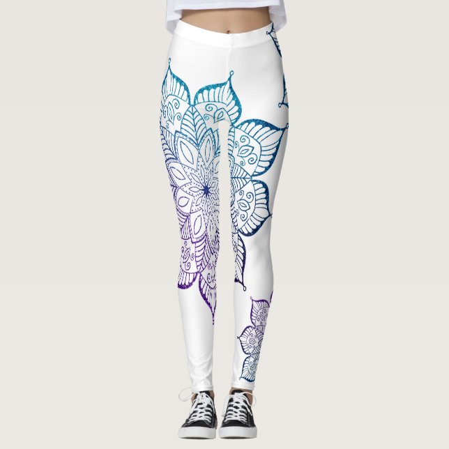 Leggings Turquoise et violet Ombre Faux Parties scintillant (Devant)