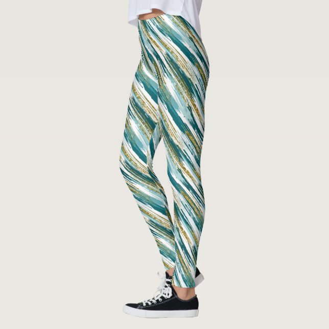 Leggings Turquoise Gold Faux Parties scintillant Moderne Ab (Gauche)