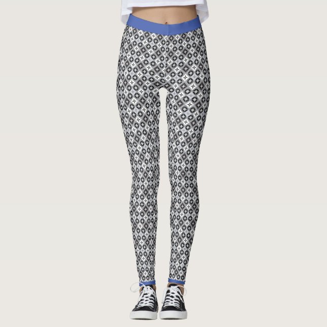 Leggings Turquoise, gris et blanc Motif (Devant)