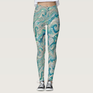 Leggings ~ Turquoise shells ~ 