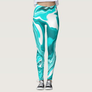 Leggings Turquoise, Turquoise et Marbre blanc