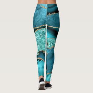 Leggings turquoises en marbre bleu Parties scintil
