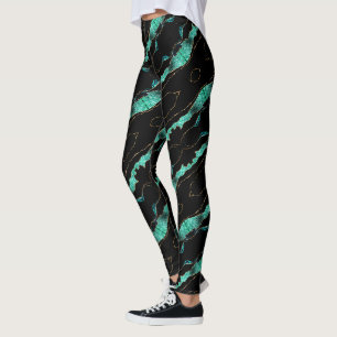 Leggings turquoises en or noir