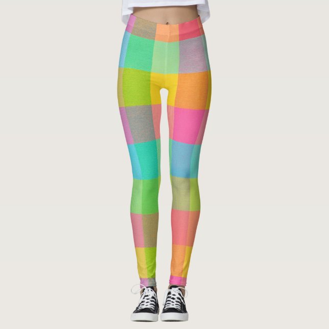 Leggings Tutti Frutti Plaid - Jambe Motif brillante À damie (Devant)