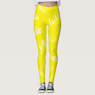 Leggings Typographie de nom personnalisée Police Bright Yel