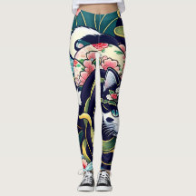 Ukiyo-e Punk city KIMONO Cats Leggings-THE 其の参