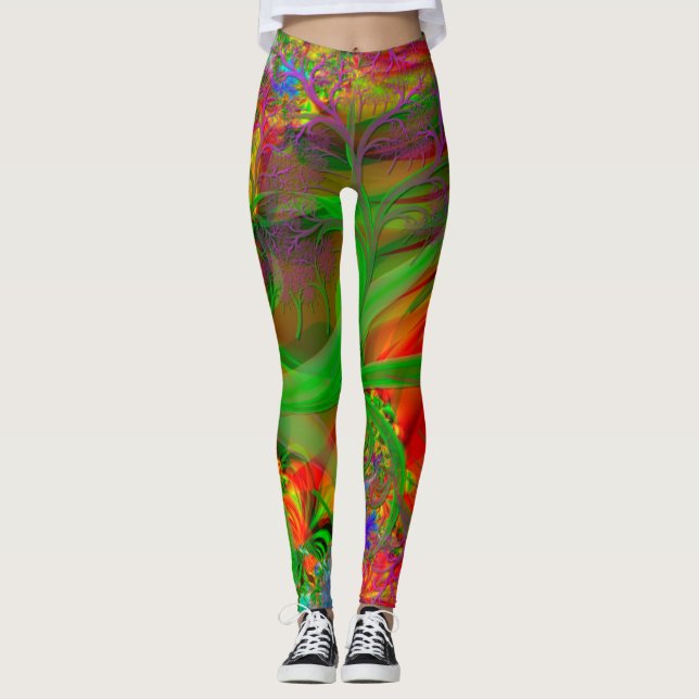 Leggings Un champ de fleurs sauvages psychédélique (Devant)