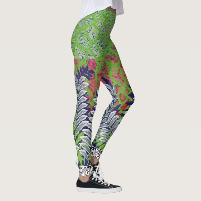 Leggings un design de motif vert et jaune (Droite)
