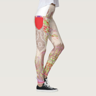 Leggings un design de vase rouge avec des fleurs dessus