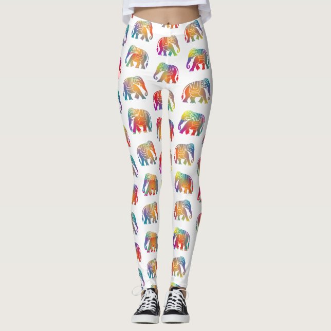 Leggings Un design éléphant de style rétro (Devant)