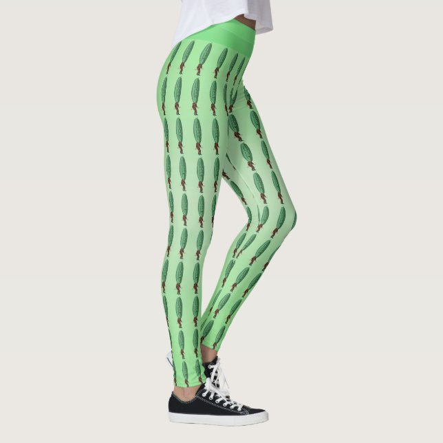 Leggings Un homme amusant à la tête de pilon vert en Brown  (Droite)