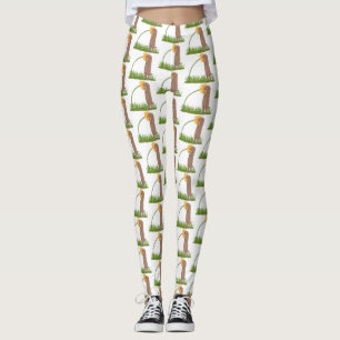 Leggings Un mignon chien de prairie reniflant la caricature