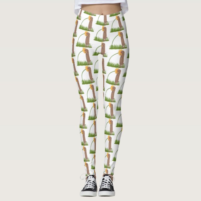 Leggings Un mignon chien de prairie reniflant la caricature (Devant)