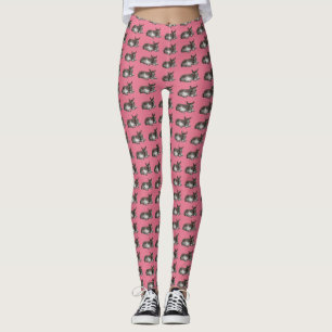 Leggings Un mignon poulain dort sur une danse rose
