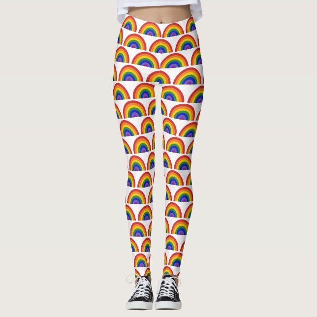 Leggings Un Motif arc-en-ciel brillant sur la White LGBTQ P (Devant)