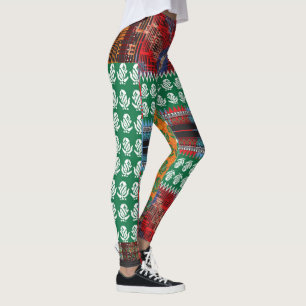 Leggings un motif vert et noir avec un arbre au milieu