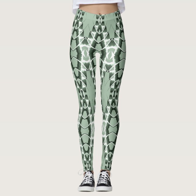 Leggings Un motif vert vintage "Ratti_Creative_Arts" (Devant)