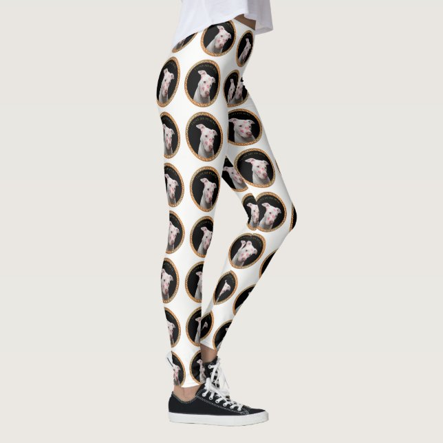 Leggings Un pitbull blanc avec des baisers rouges partout s (Droite)