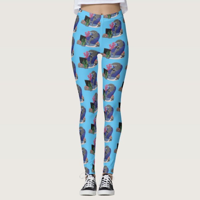 Leggings Un requin drôle en regardant la bande dessinée de  (Devant)