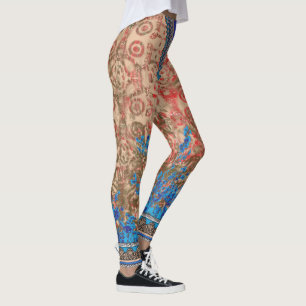 Leggings un tableau d'écharpe bleu et beige