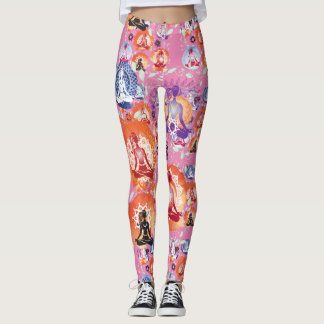 Leggings Une Femme De Yoga En Méditation Pose Karma Pink