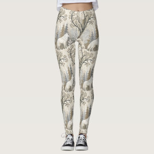 Leggings Une forêt d'hiver paisible avec des loups blancs