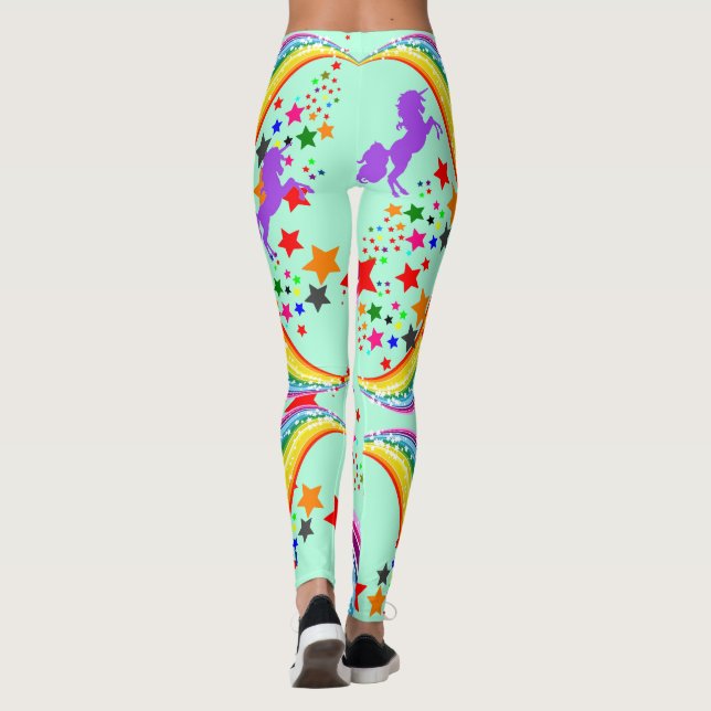 Leggings unicorne arc-en-ciel Personnalisez les pa (Dos)