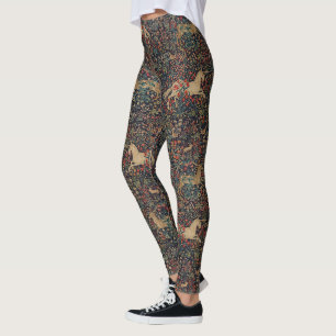 Leggings Unicorne médiévale Midnight Floral Garden