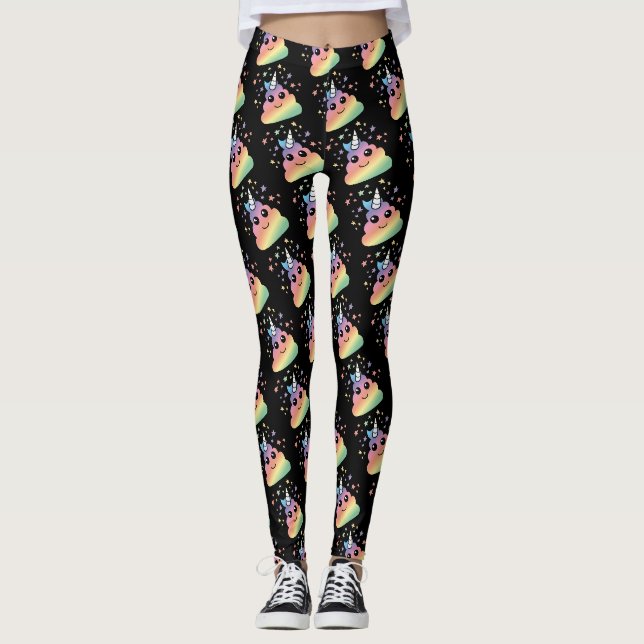 Leggings Unicorne Rainbow Poop Emoji (Devant)