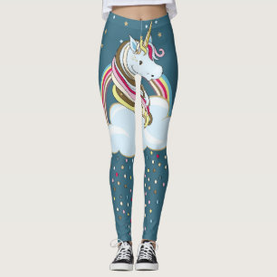 Leggings Unicorne vintage : Illustration des nuages arc-en-