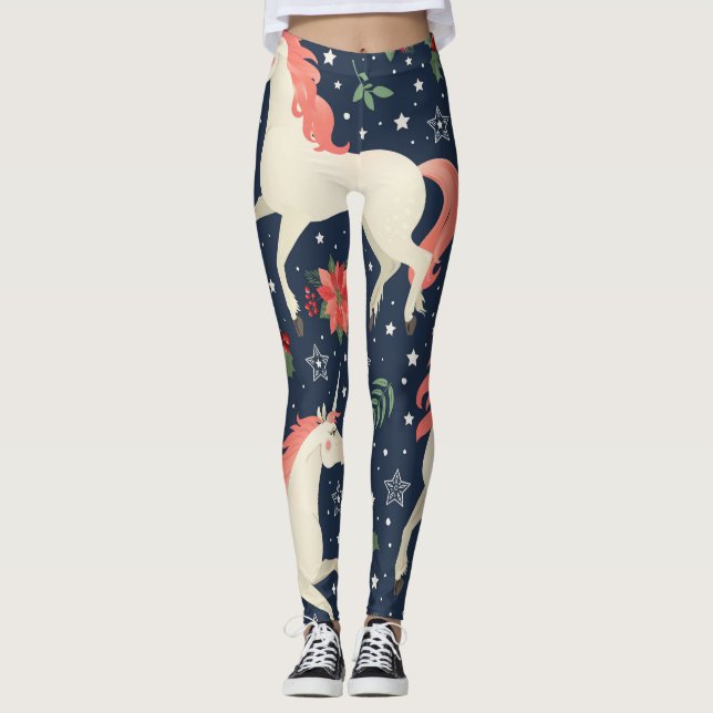 Leggings Unicornes Noël : Moyen Age Imprimer (Devant)