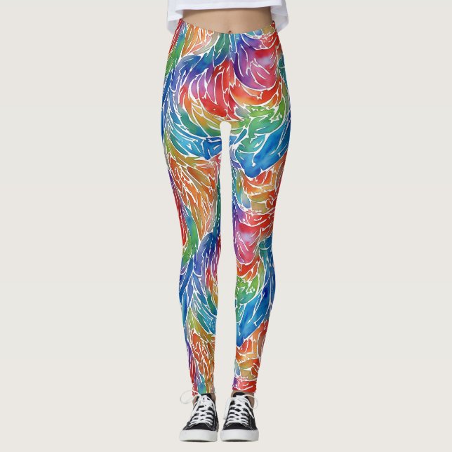 Leggings Unique Artsy Rainbow Watercolor Motif (Devant)