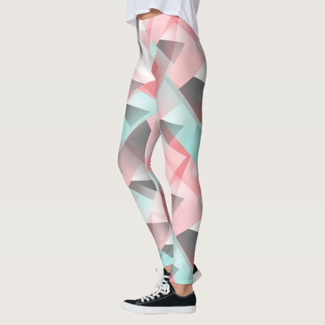 Leggings Unique Motif d'Art Vert Corail Rose Mint (Gauche)