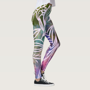 Leggings unique rose et verdure Dessin botanique