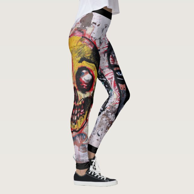 Leggings Urban Street Art Design Vie et mort (Droite)