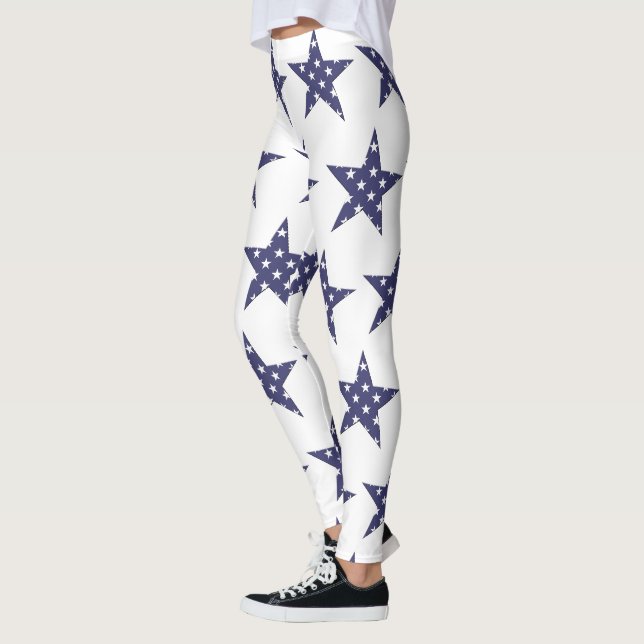 Leggings USA Stars Motif Bleu Patriotique (Gauche)